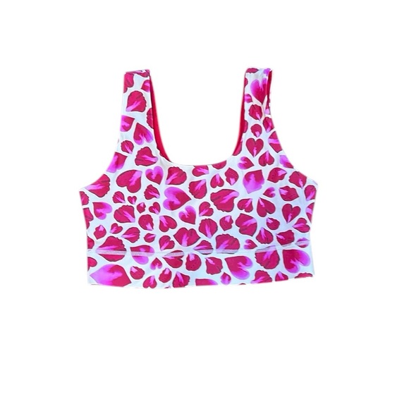 Fabletics Harlow Reversible Medium Impact Red Rose Petal Sports Bra - Picture 2 of 6